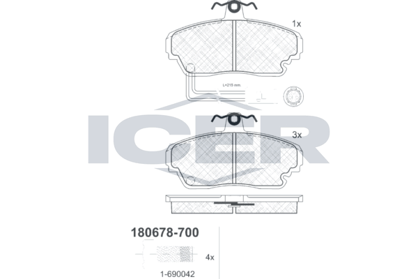 Гальмівні колодки дискові ICER 180678700 - zapix