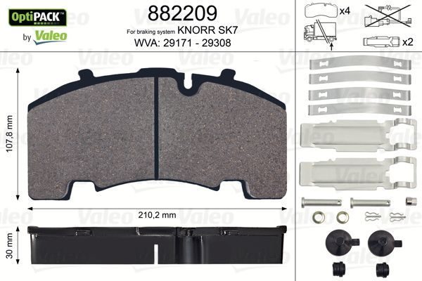 Гальмівні колодки дискові VALEO 882209 - zapix