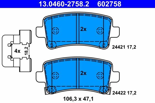 Гальмівні колодки дискові ATE 13046027582 - zapix