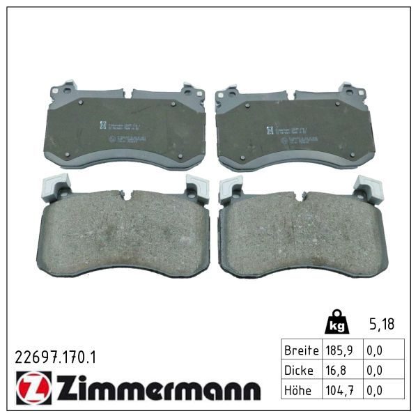 Гальмівні колодки дискові ZIMMERMANN 226971701 - zapix