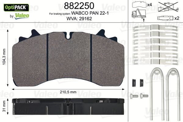 Гальмівні колодки дискові VALEO 882250 - zapix