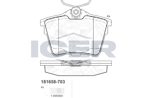 Гальмівні колодки дискові ICER 181658703 - zapix