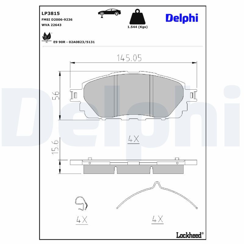 Тормозные колодки дисковые DELPHI LP3815