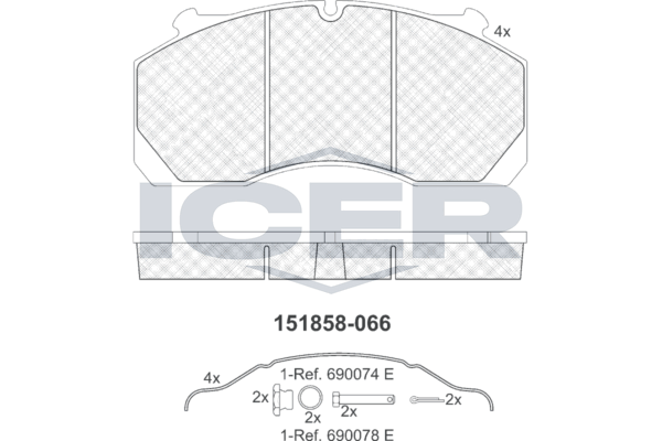 Гальмівні колодки дискові ICER 151858066 - zapix