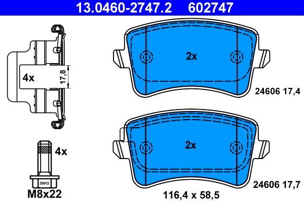 Гальмівні колодки дискові ATE 13046027472 - zapix