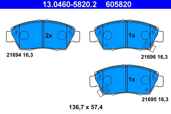 Гальмівні колодки дискові ATE 13046058202 - zapix