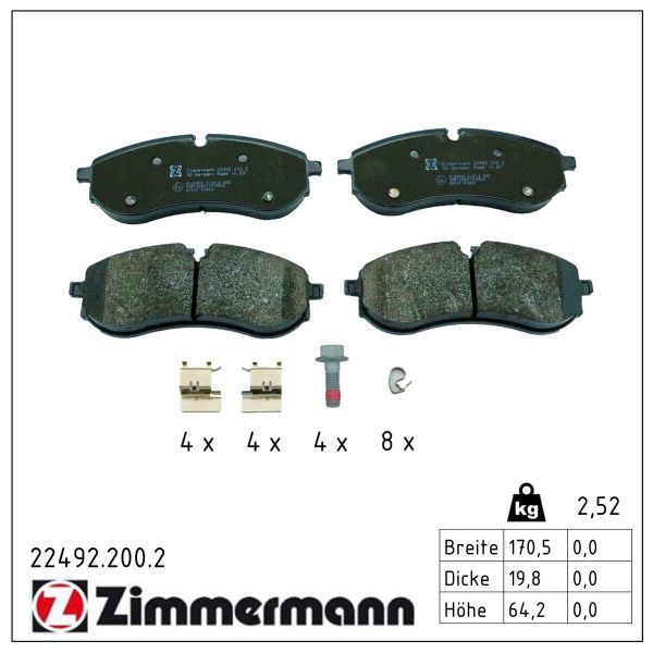 Гальмівні колодки дискові ZIMMERMANN 224922002 - zapix