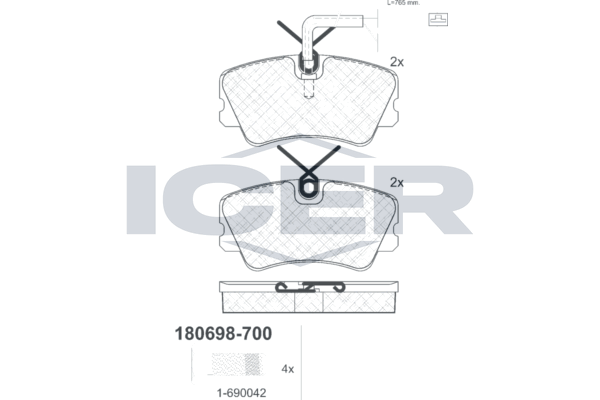 Гальмівні колодки дискові ICER 180698700 - zapix