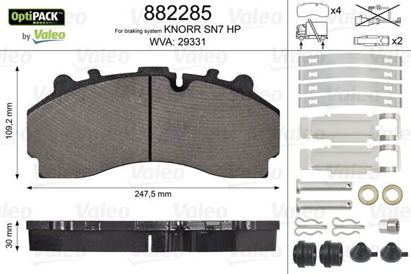 Гальмівні колодки дискові VALEO 882285 - zapix