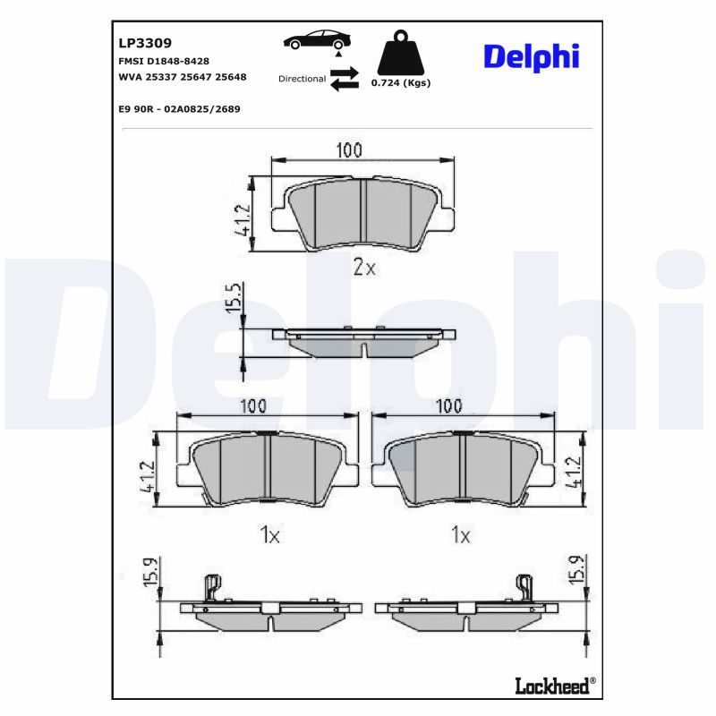 Гальмівні колодки дискові DELPHI LP3309