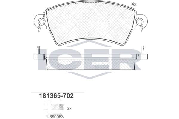Гальмівні колодки дискові ICER 181365702 - zapix