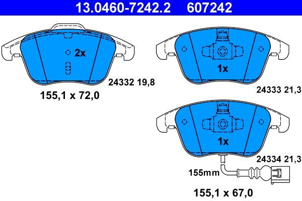 Гальмівні колодки дискові ATE 13046072422 - zapix