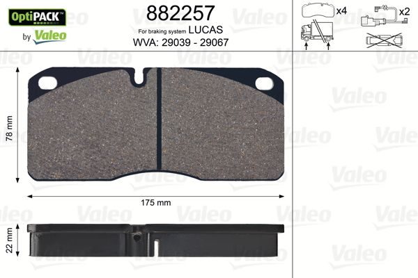 Гальмівні колодки дискові VALEO 882257 - zapix