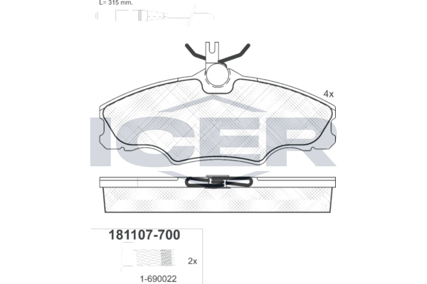 Гальмівні колодки дискові ICER 181107700 - zapix