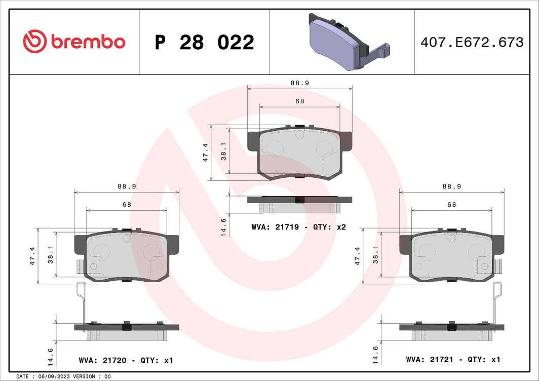 Гальмівні колодки дискові BREMBO P28022 - zapix