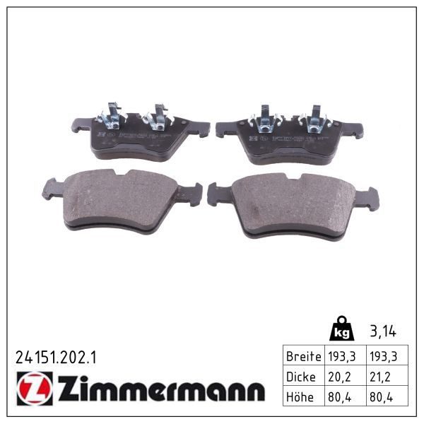 Гальмівні колодки дискові ZIMMERMANN 241512021 - zapix