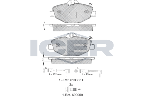 Гальмівні колодки дискові ICER 181527701 - zapix