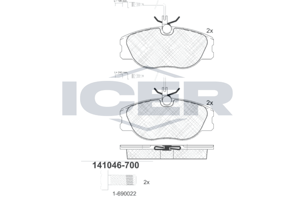 Гальмівні колодки дискові ICER 141046700 - zapix