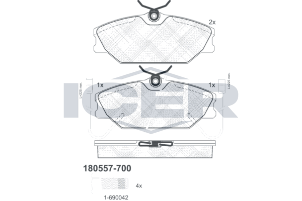 Гальмівні колодки дискові ICER 180557700 - zapix