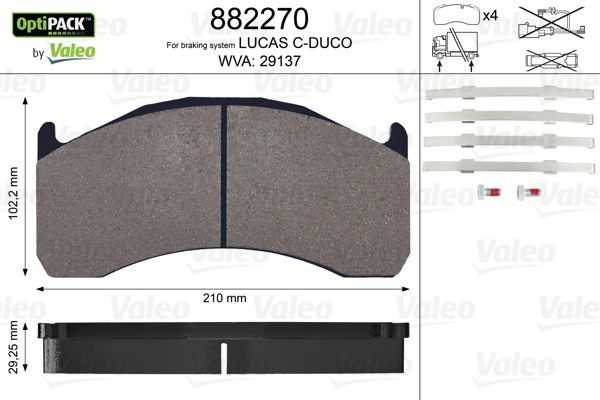Гальмівні колодки дискові VALEO 882270 - zapix