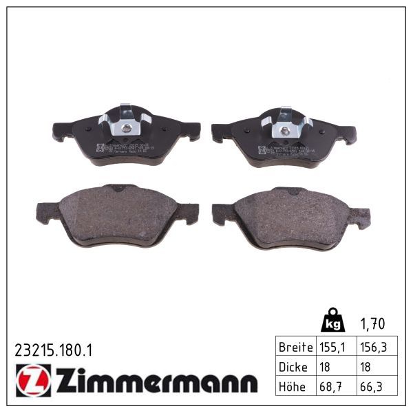 Гальмівні колодки дискові ZIMMERMANN 232151801 - zapix