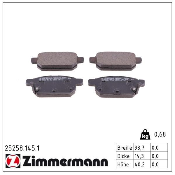 Гальмівні колодки дискові ZIMMERMANN 252581451 - zapix