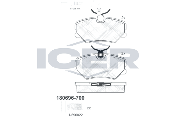 Гальмівні колодки дискові ICER 180696700 - zapix
