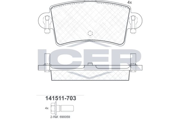 Гальмівні колодки дискові ICER 141511703 - zapix