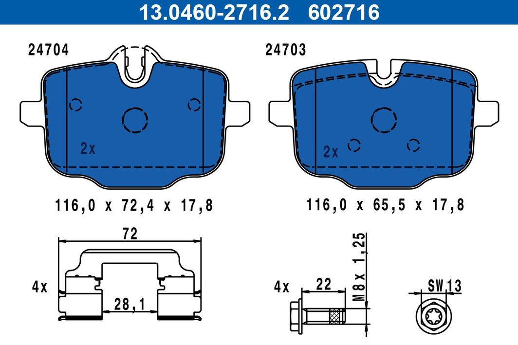 Гальмівні колодки дискові ATE 13046027162 - zapix