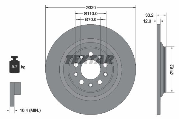 Гальмівний диск TEXTAR 92304103 - zapix