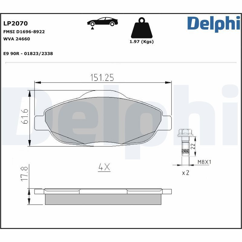 Гальмівні колодки дискові DELPHI LP2070