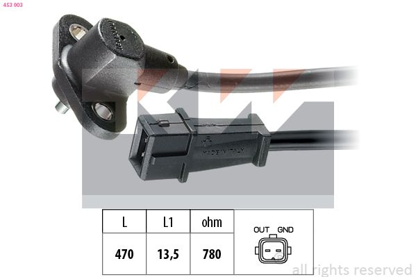 Датчик положення колінчастого валу KW 453003 - zapix