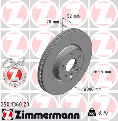 Гальмівний диск ZIMMERMANN 250136020 - zapix