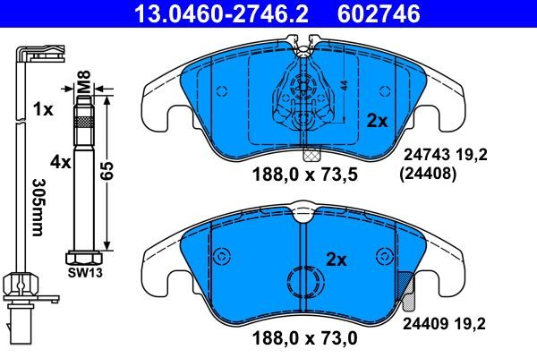 Гальмівні колодки дискові ATE 13046027462 - zapix