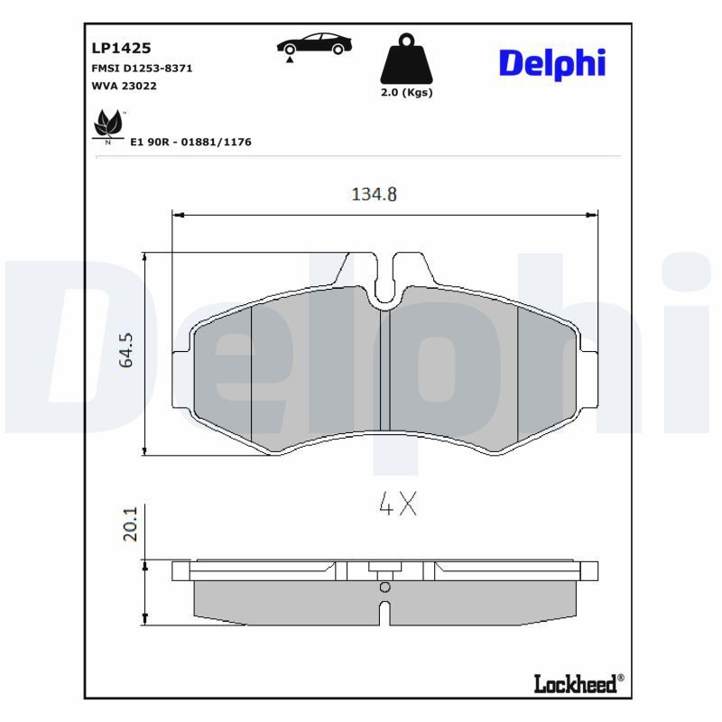 Гальмівні колодки дискові DELPHI LP1425