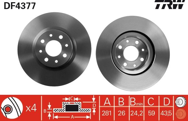 Гальмівний диск TRW DF4377 - zapix