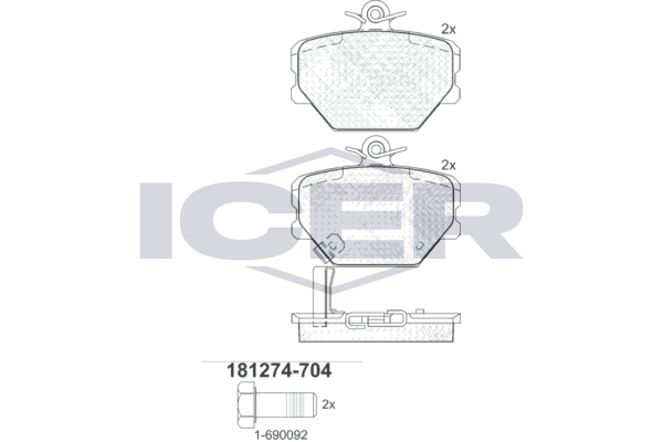 Гальмівні колодки дискові ICER 181274704 - zapix