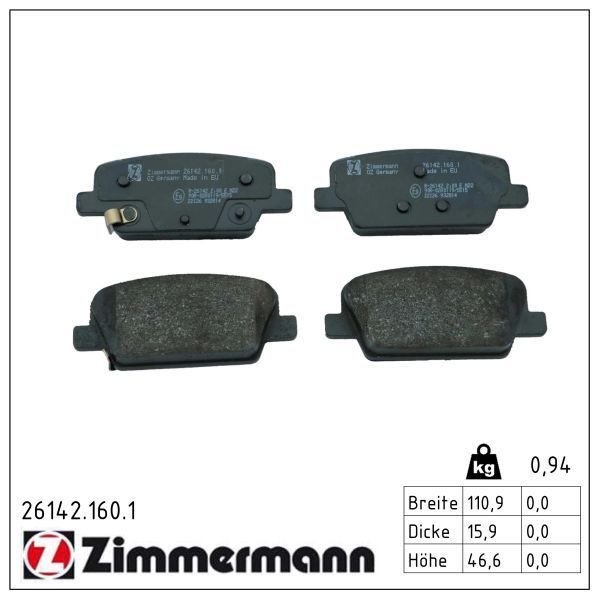 Гальмівні колодки дискові ZIMMERMANN 261421601 - zapix