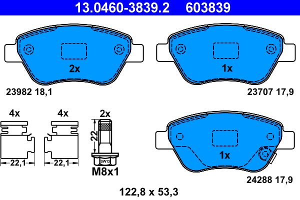 Гальмівні колодки дискові ATE 13046038392 - zapix