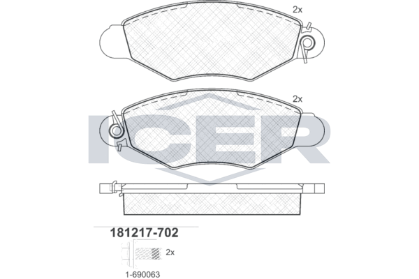 Гальмівні колодки дискові ICER 181217702 - zapix