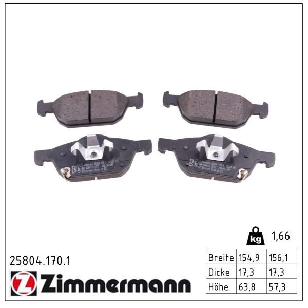 Гальмівні колодки дискові ZIMMERMANN 258041701 - zapix