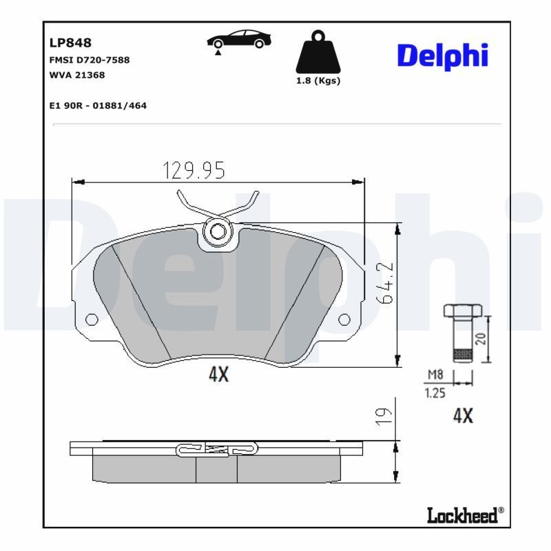Гальмівні колодки дискові DELPHI LP848 - zapix