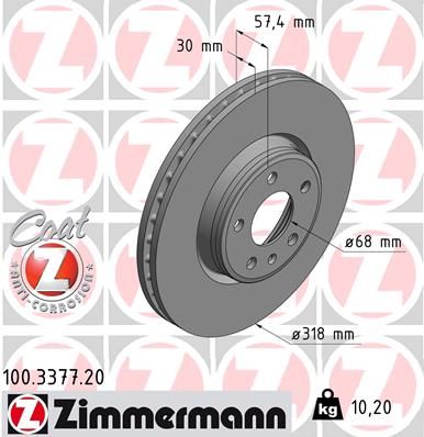 Гальмівний диск ZIMMERMANN 100337720 - zapix
