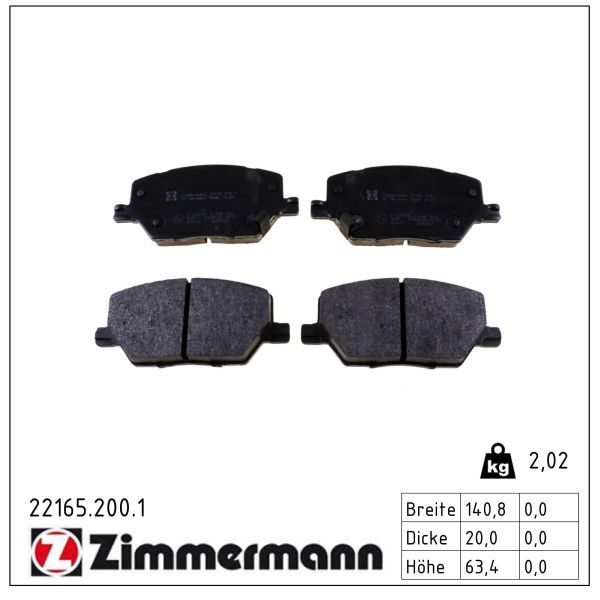 Гальмівні колодки дискові ZIMMERMANN 221652001 - zapix