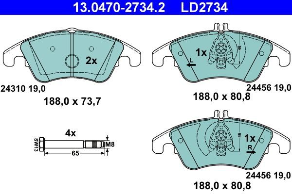 Гальмівні колодки дискові ATE 13047027342 - zapix