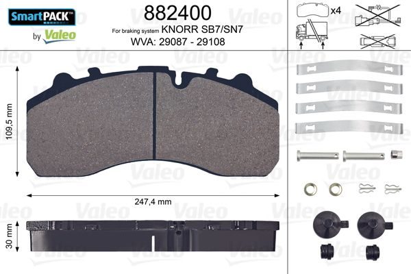 Гальмівні колодки дискові VALEO 882400 - zapix
