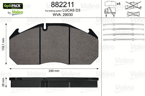 Гальмівні колодки дискові VALEO 882211 - zapix