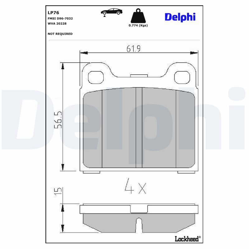 Тормозные колодки дисковые DELPHI LP76