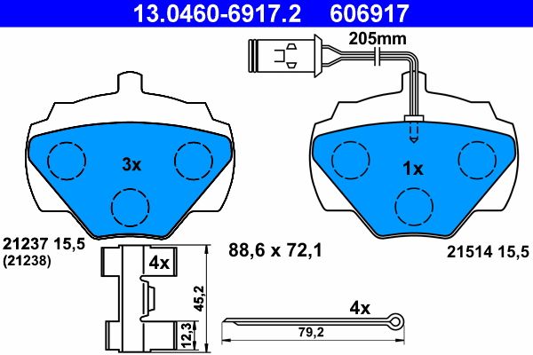 Гальмівні колодки дискові ATE 13046069172 - zapix