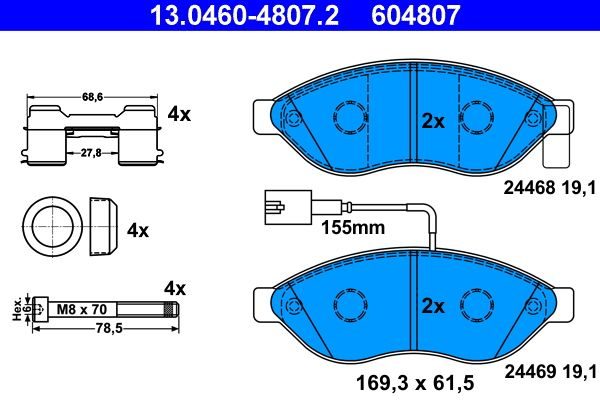 Гальмівні колодки дискові ATE 13046048072 - zapix